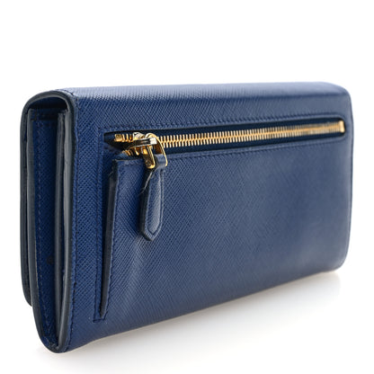 Prada Saffiano Monochrome Continental Wallet Blue 4 of 7