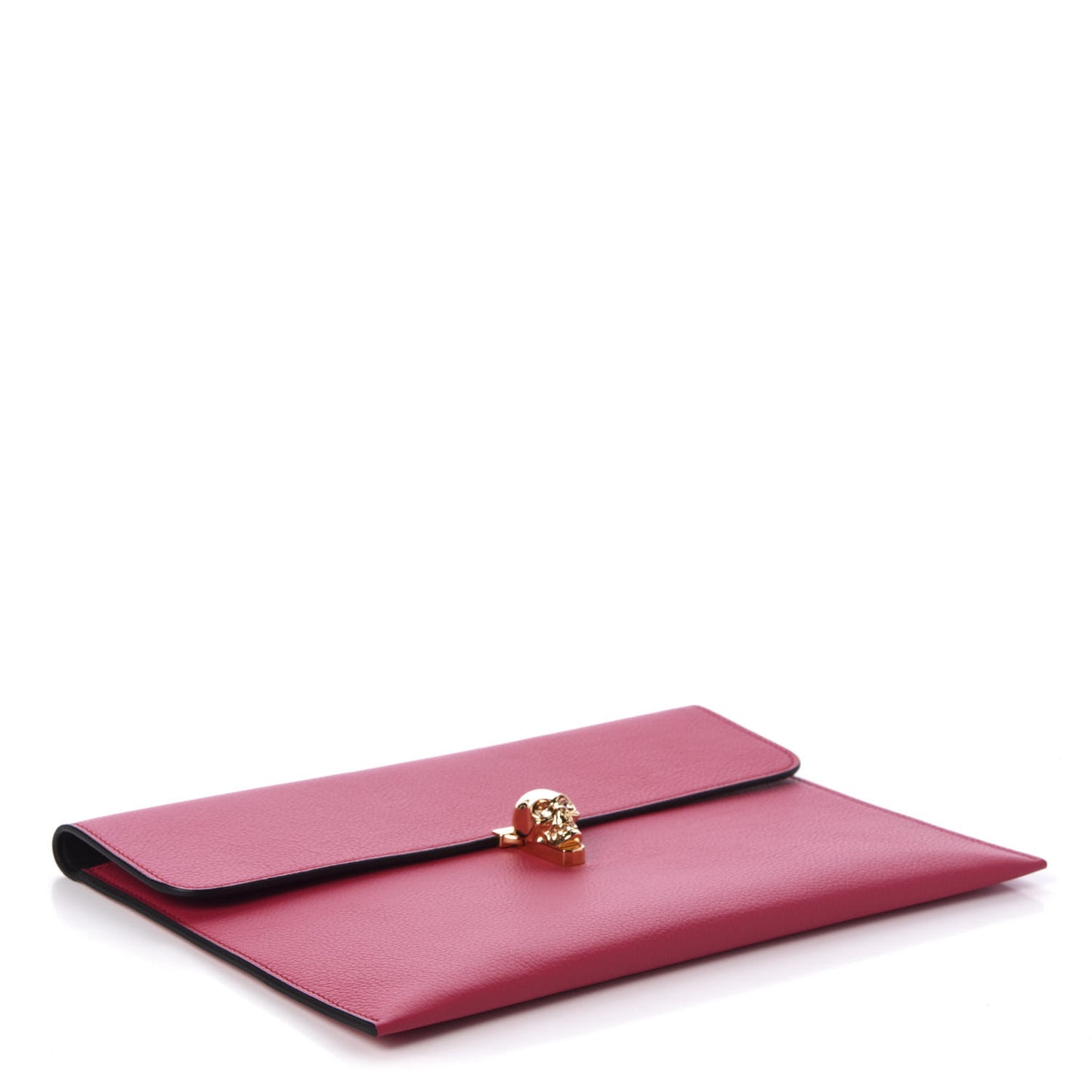 Calfskin Skull Envelope Clutch Fuchsia