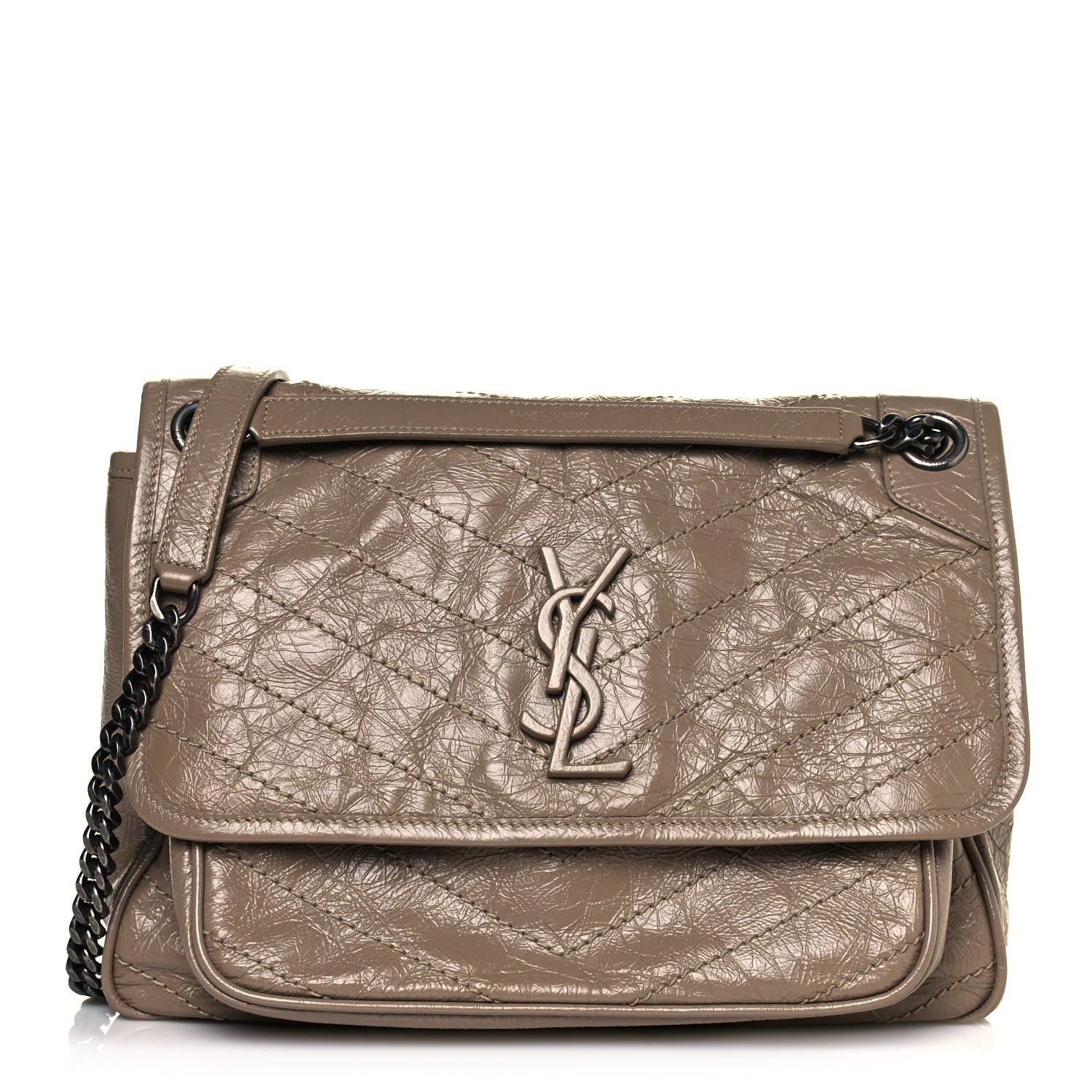 Saint Laurent Crinkled Calfskin Matelasse Monogram Medium Niki Chain Satchel Light Natural 1 of 12