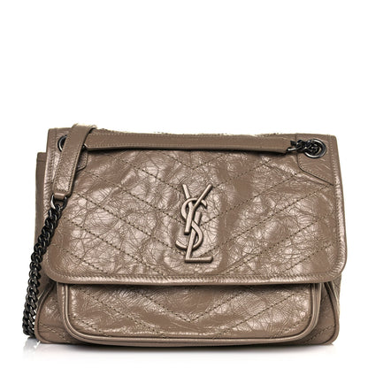Saint Laurent Crinkled Calfskin Matelasse Monogram Medium Niki Chain Satchel Light Natural 1 of 12
