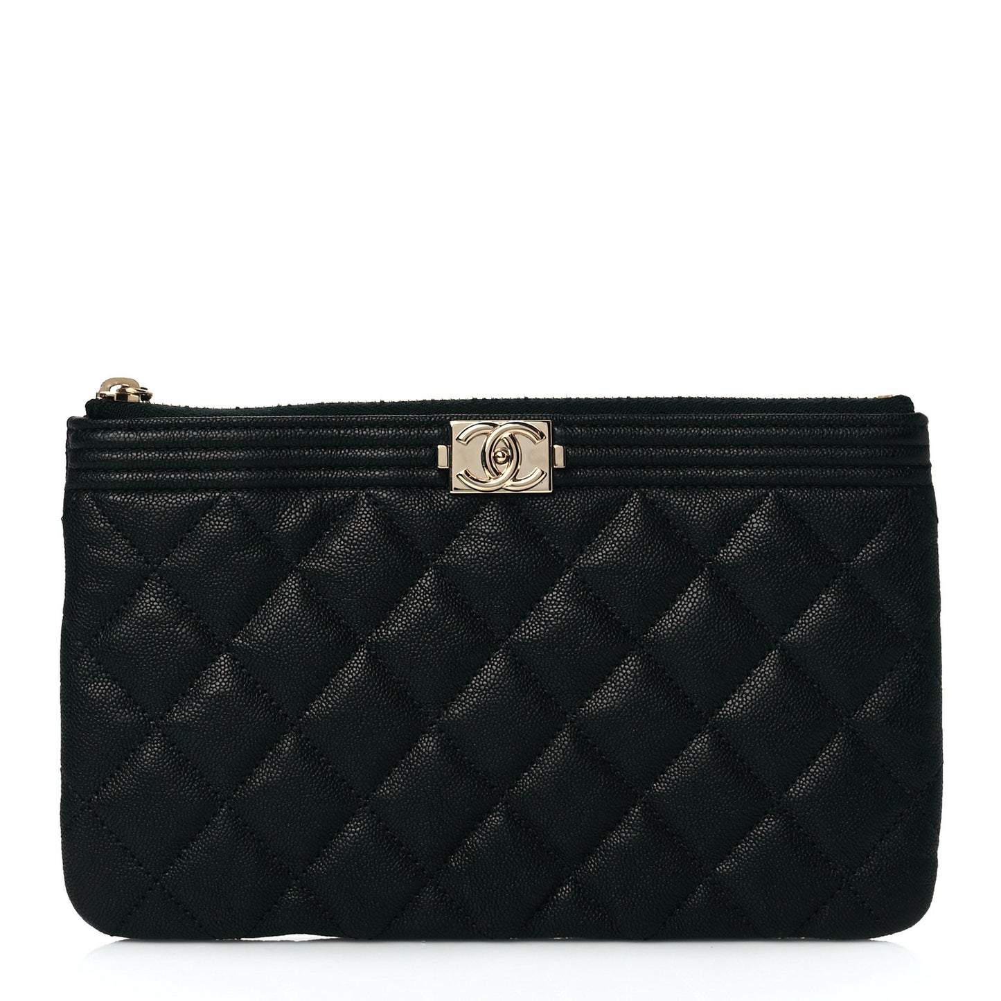 Caviar Quilted Small Boy Cosmetic Case Black