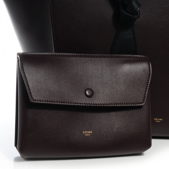Smooth Calfskin Large Bi-Color Tie Knot Tote Burgundy