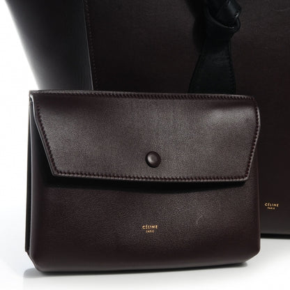 Celine Smooth Calfskin Large Bi-Color Tie Knot Tote Burgundy 4 of 9