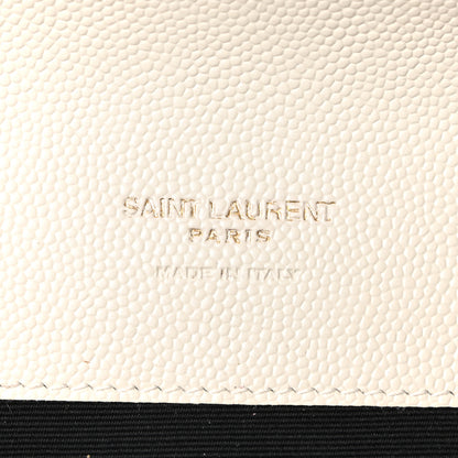 Saint Laurent Grain De Poudre Textured Mixed Matelasse Triquilt Monogram Clutch Crema Soft 6 of 10