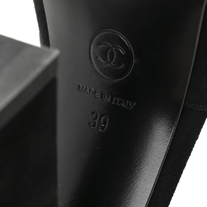 Chanel Suede Calfskin Platform Sandals 39 Black 7 of 11