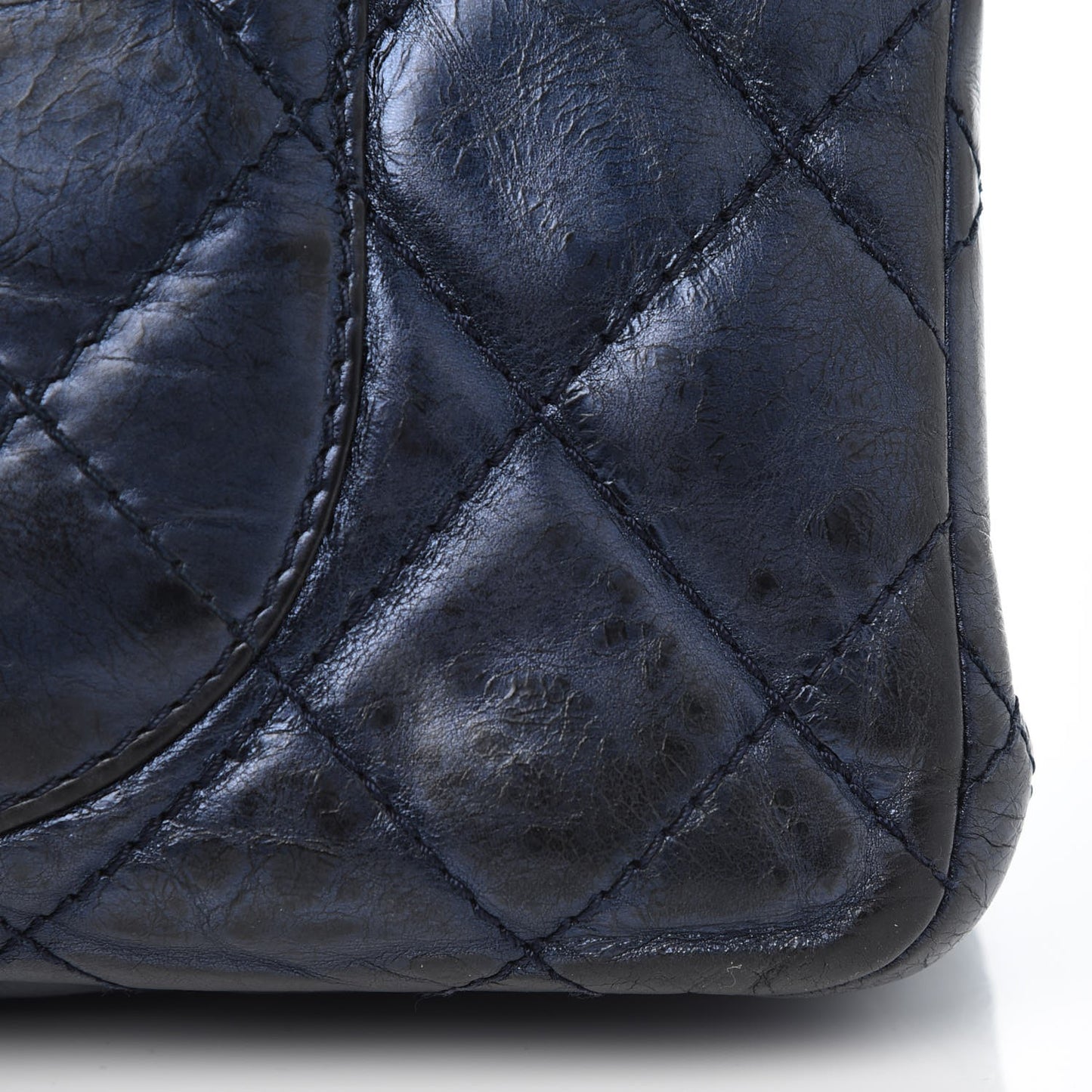 Metallic Aged Calfskin Quilted 2.55 Reissue 228 Flap Blue