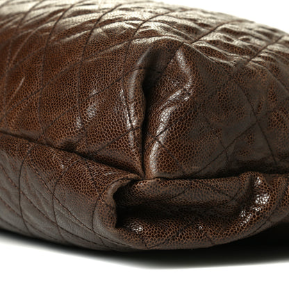 Chanel Distressed Glazed Caviar Quilted Large Elastic Tote Brown 11 of 13