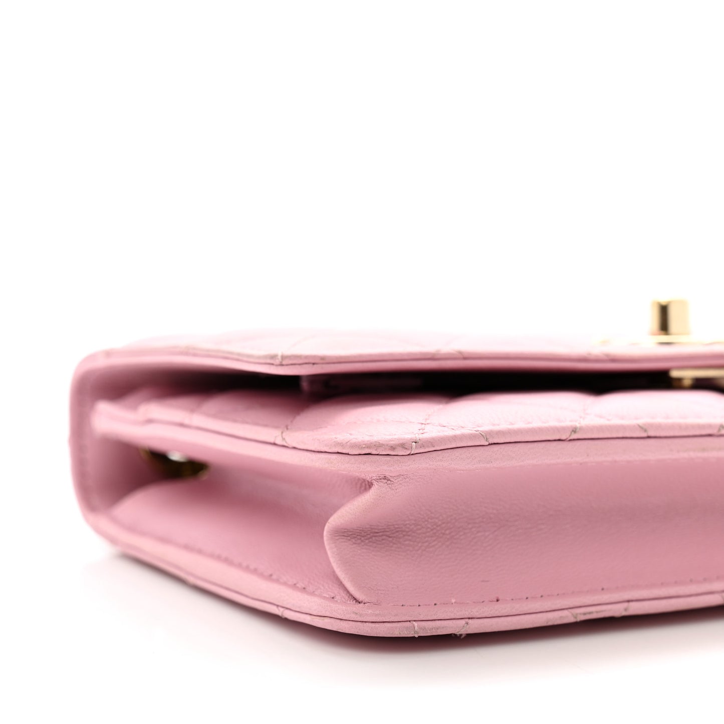Lambskin Quilted Trendy CC Wallet On Chain WOC Pink