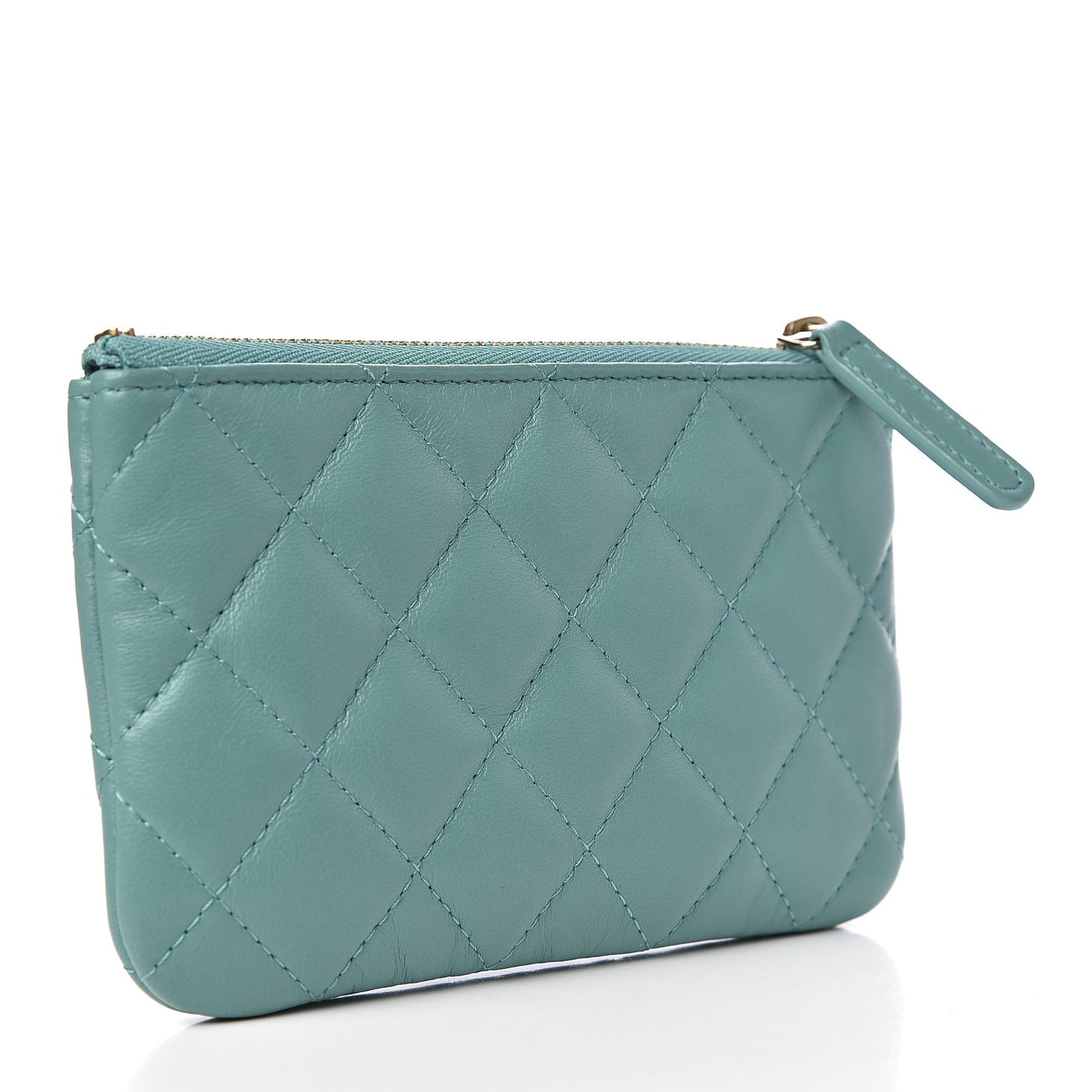Lambskin Quilted Small Cosmetic Case Green