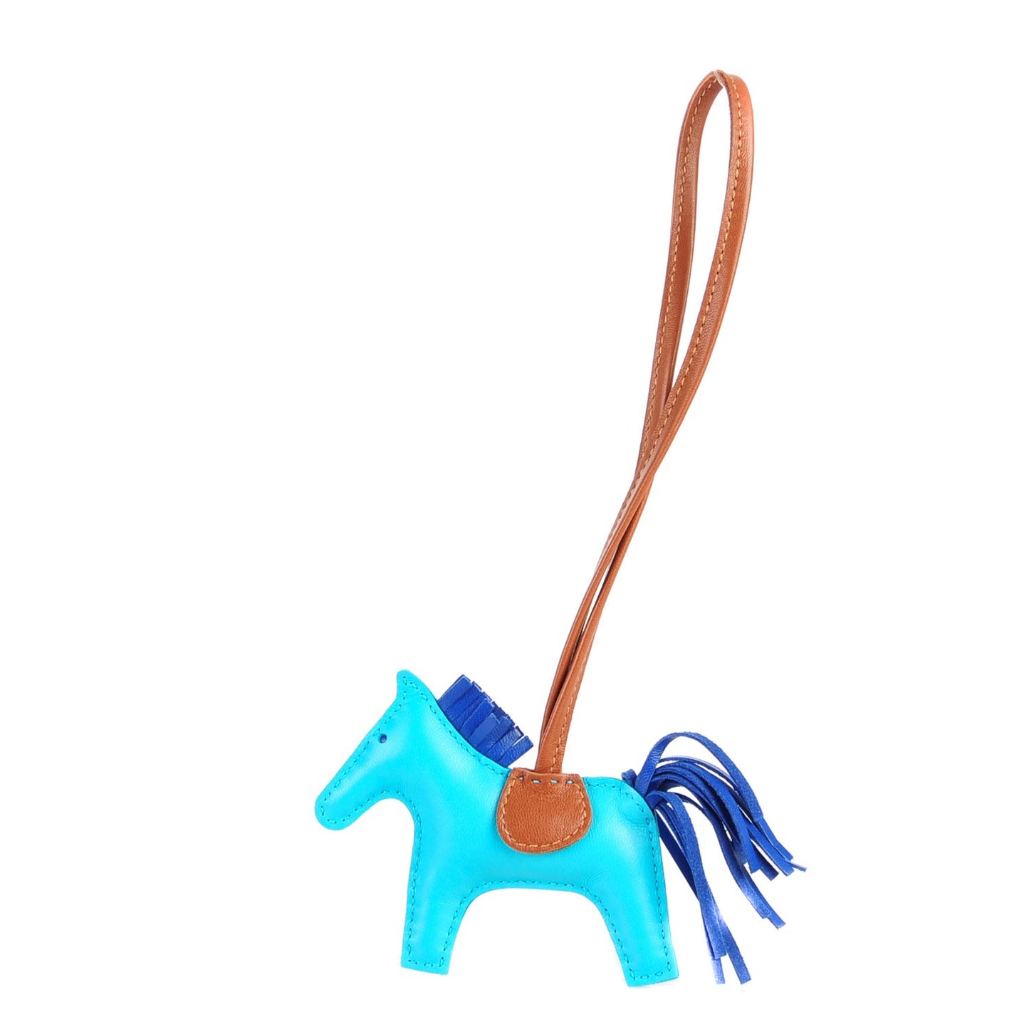 Milo Lambskin Grigri Rodeo Horse Bag Charm PM Bleu Azteque Bleu Electrique Fauve