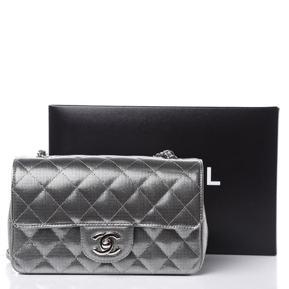 Chanel Metallic Calfskin Quilted Pixel Effect Mini Rectangular Flap Dark Silver 11 of 11