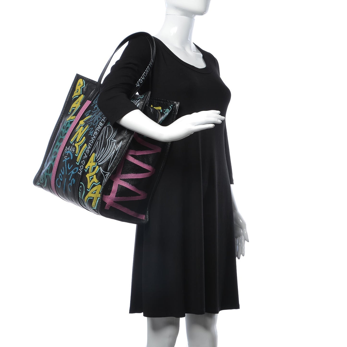 Agneau Arena Graffiti All Over Medium Bazar Shopper Tote Black Multicolor