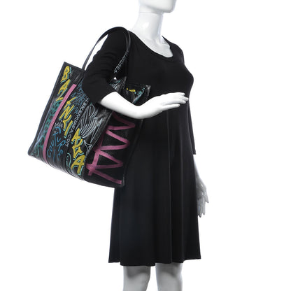 Balenciaga Agneau Arena Graffiti All Over Medium Bazar Shopper Tote Black Multicolor 2 of 8