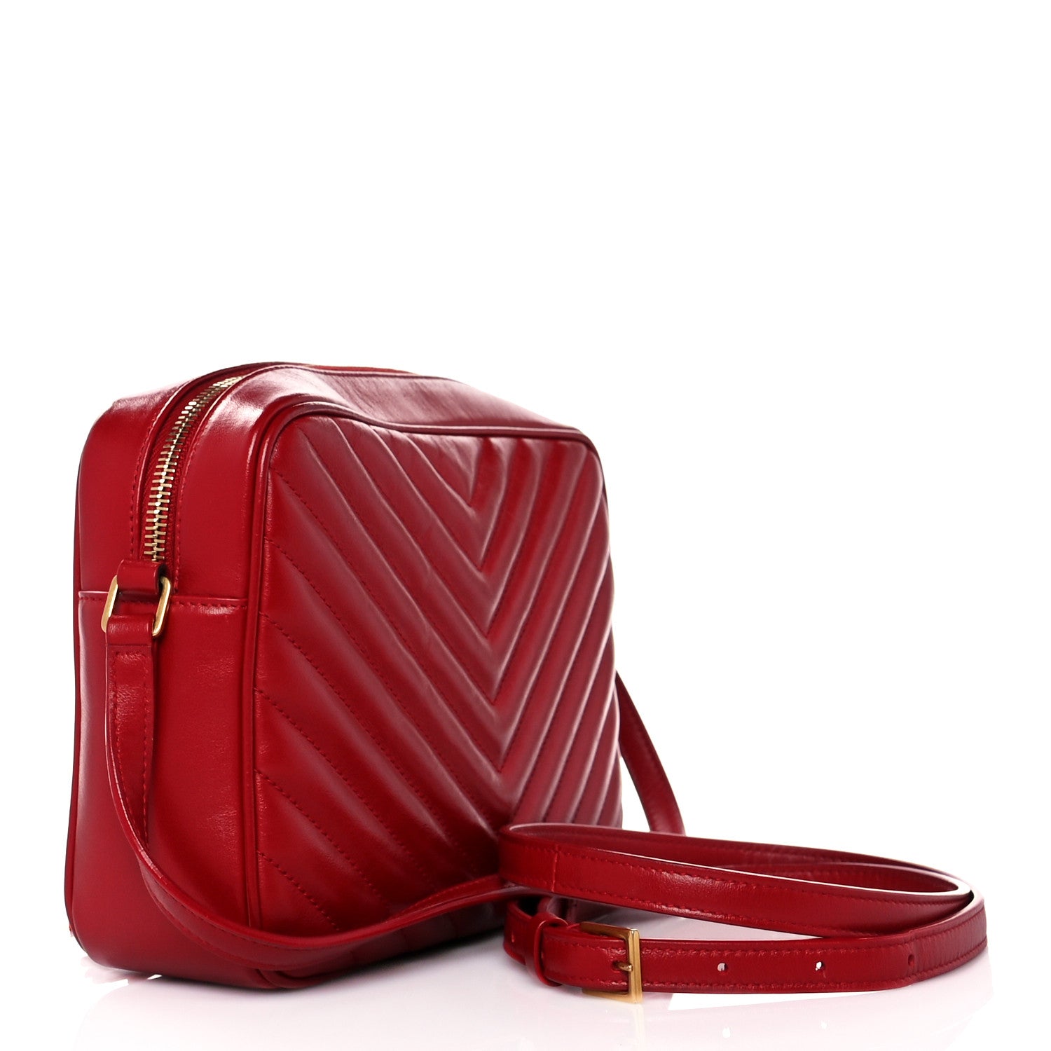 Saint Laurent Calfskin Matelasse Monogram Lou Camera Bag Red 3 of 9