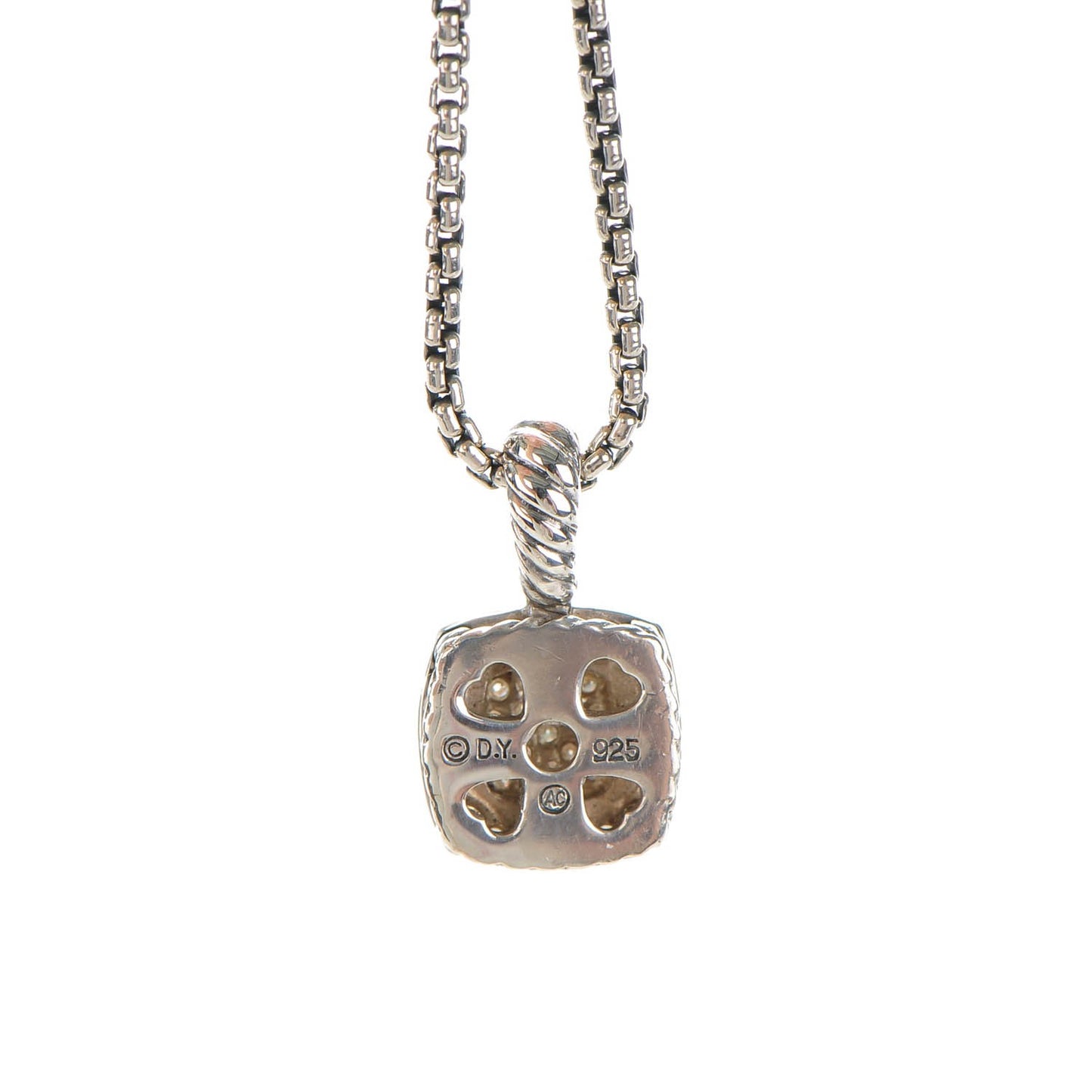 Sterling Silver Diamond Pave 7mm Petite Albion Pendant Necklace