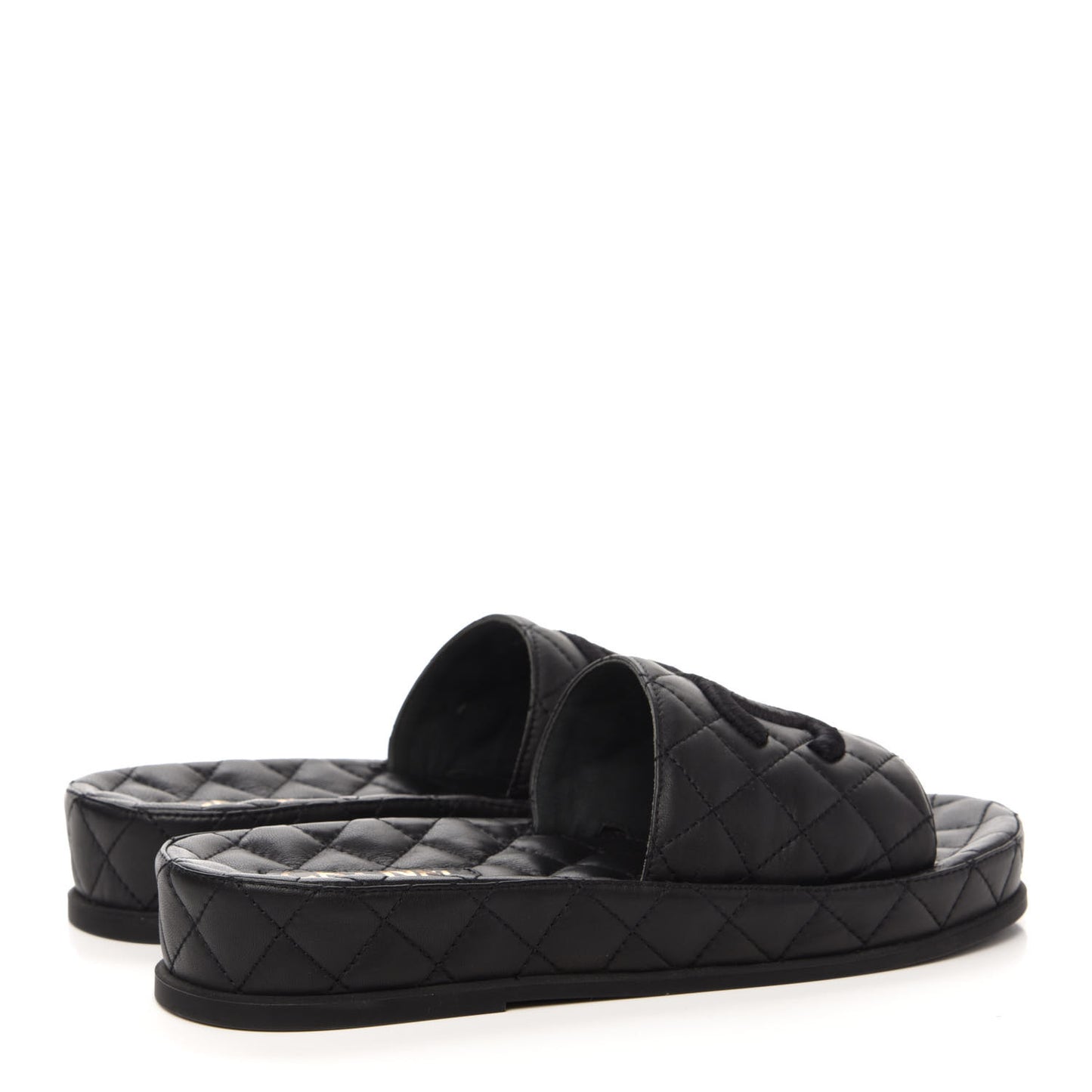 Lambskin Quilted CC Mules Sandals 39 Black