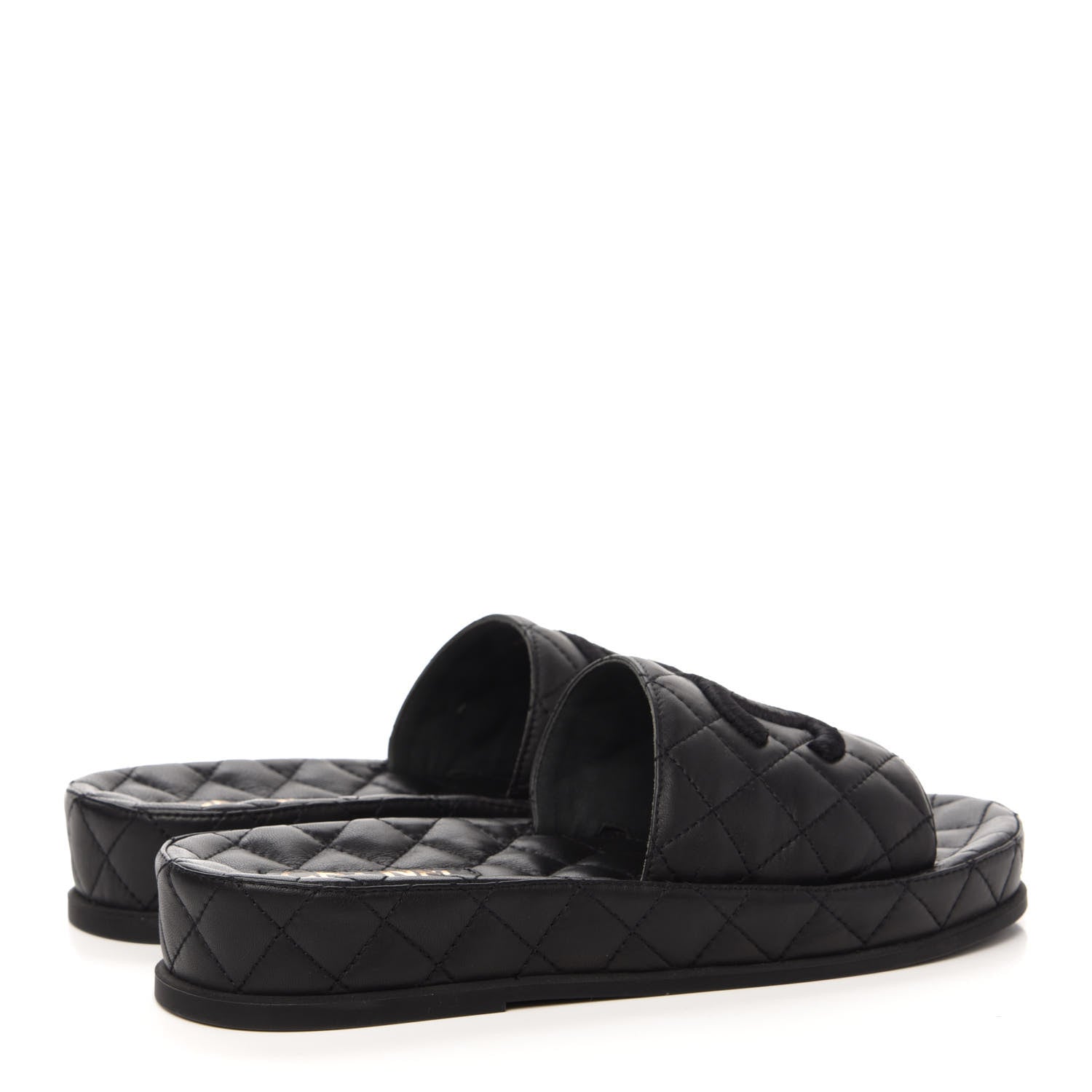 Chanel Lambskin Quilted CC Mules Sandals 39 Black 4 of 9