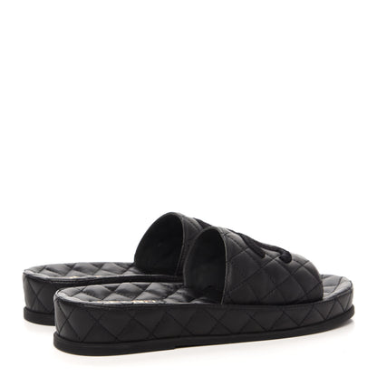 Chanel Lambskin Quilted CC Mules Sandals 39 Black 4 of 9