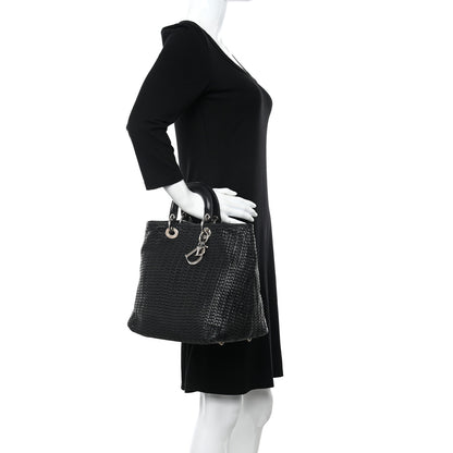 Christian Dior Lambskin Woven Dior Tote Black 2 of 10