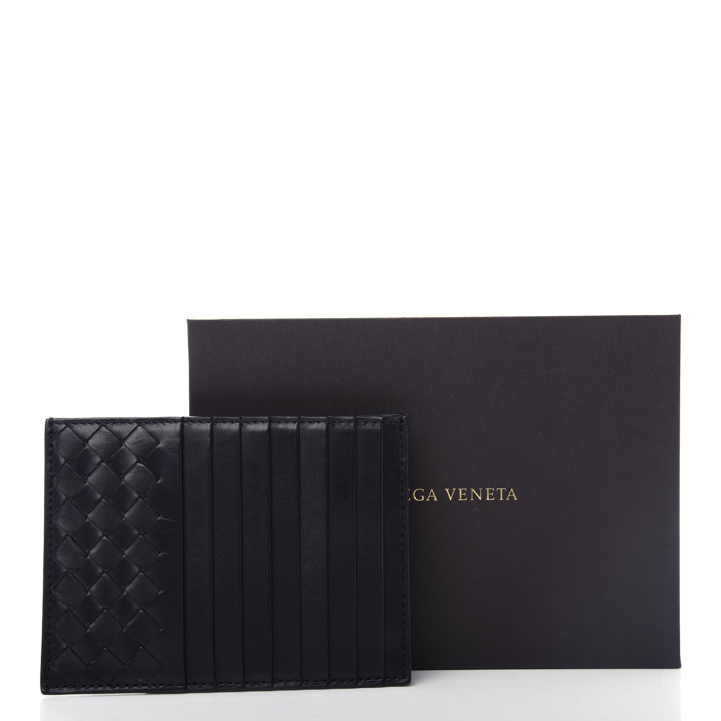 Calfskin Intrecciato Card Case Black
