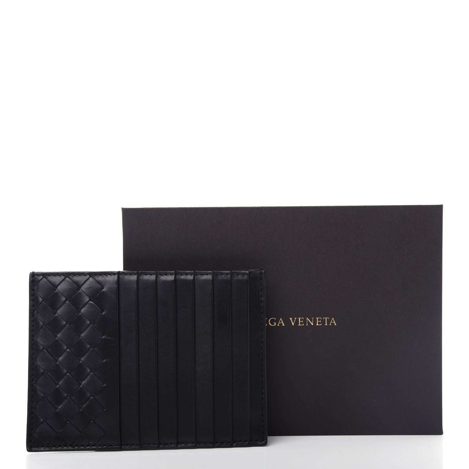 Bottega Veneta Calfskin Intrecciato Card Case Black 9 of 9