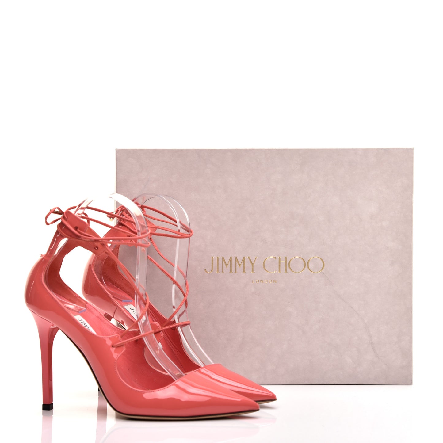 Patent Vita 100 Lace Up Pumps 36 Coral Pink