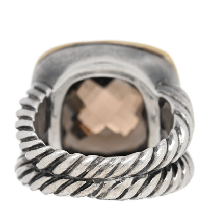 David Yurman Sterling Silver 18K Yellow Gold Diamond Smoky Quartz 14mm Albion Ring 45 3.5 3 of 4