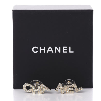 Chanel Crystal Pearl Signature Stud Earrings Gold 5 of 5