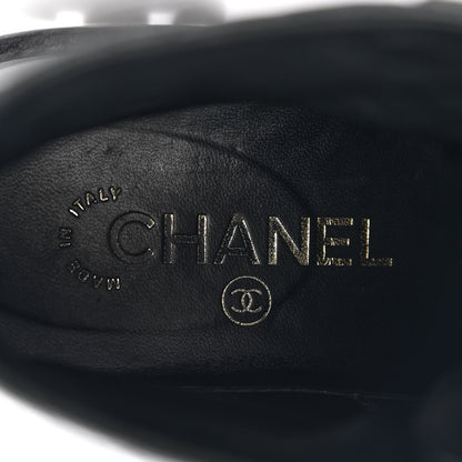 Chanel Shiny Calfskin Quilted Lace Up Combat Boots 37 Black 7 of 12