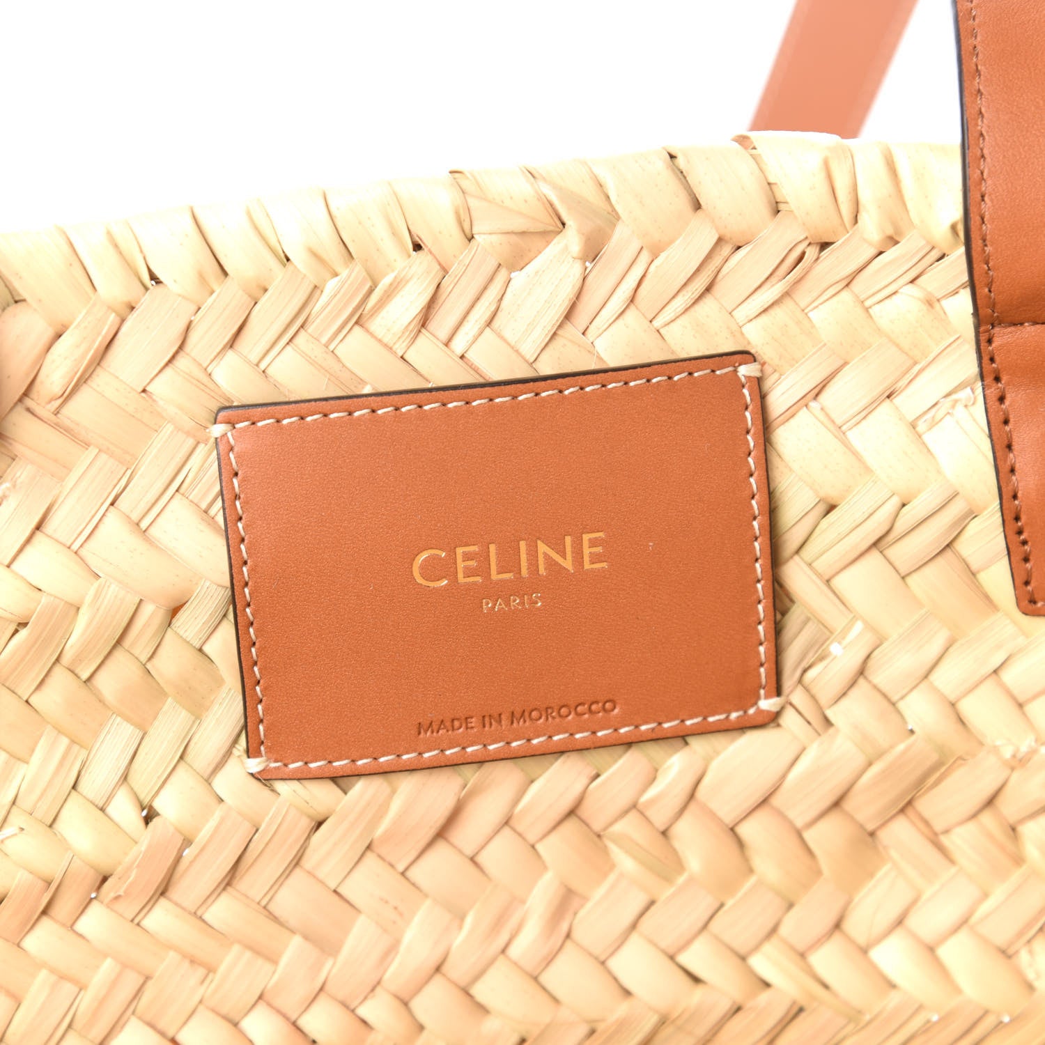 Celine Raffia Calfskin Triomphe Medium Panier Tan 8 of 9