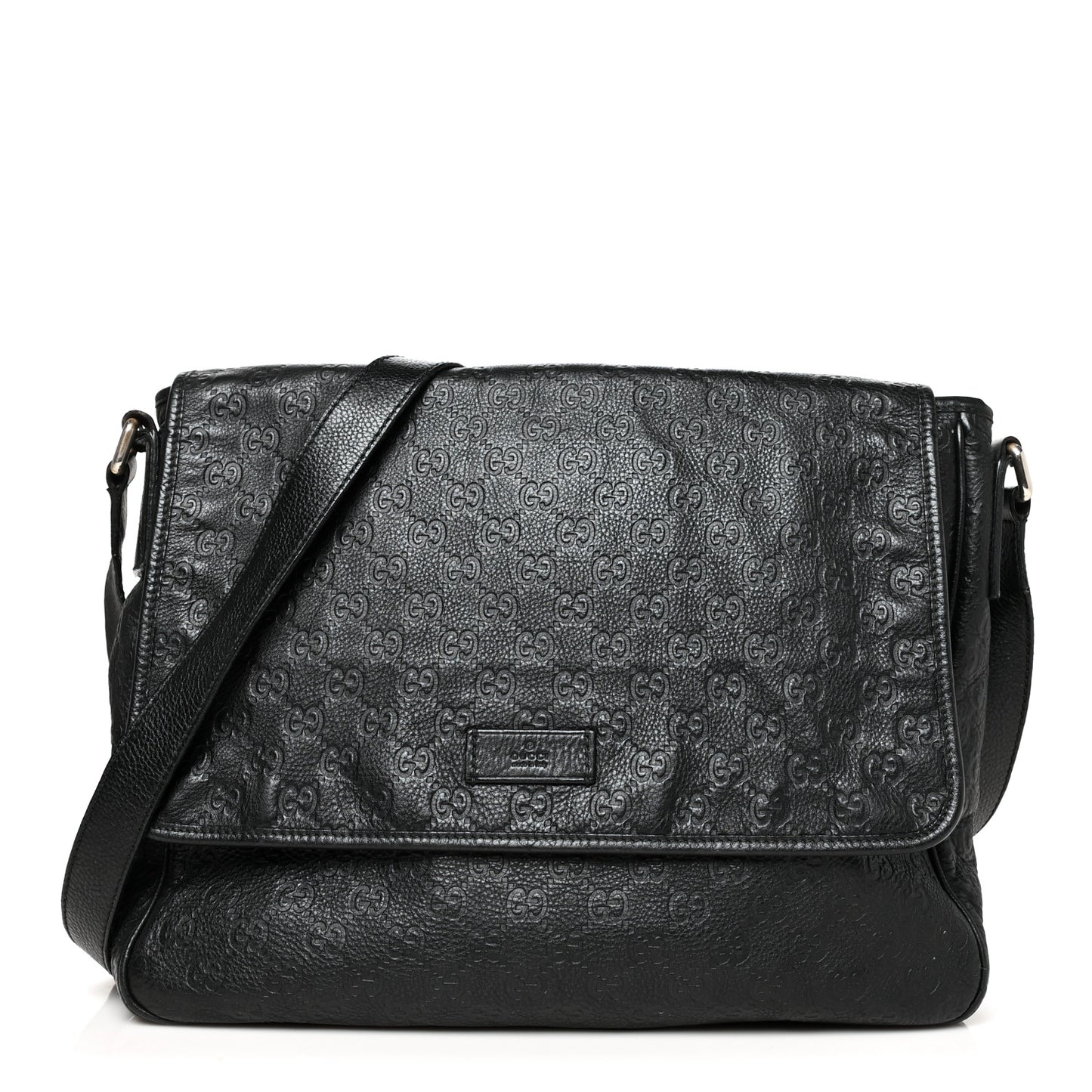Guccissima Medium Flap Messenger Bag Black