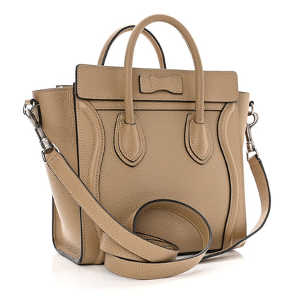 Celine Drummed Calfskin Nano Luggage Dune 3 of 11