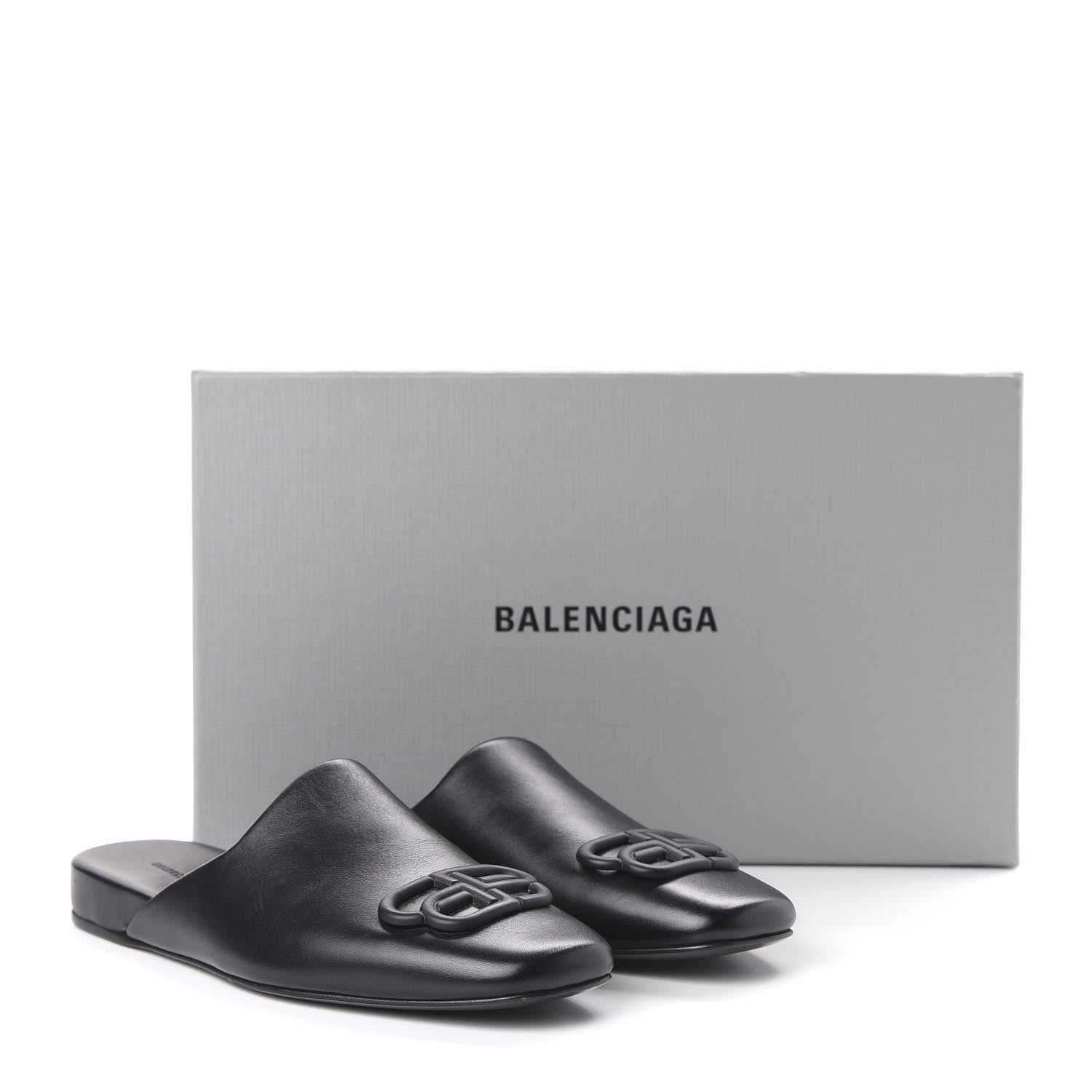 Balenciaga Calfskin BB Mules 35.5 Black 9 of 10