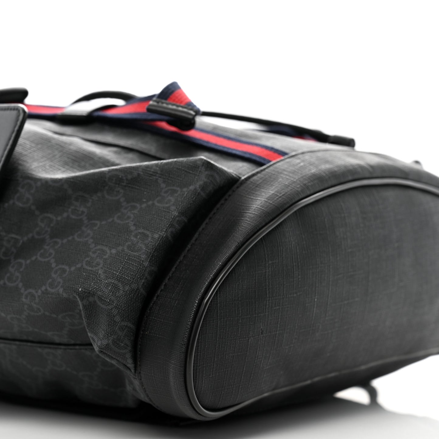 Soft GG Supreme Monogram Calfskin Web Double Buckle Backpack Black