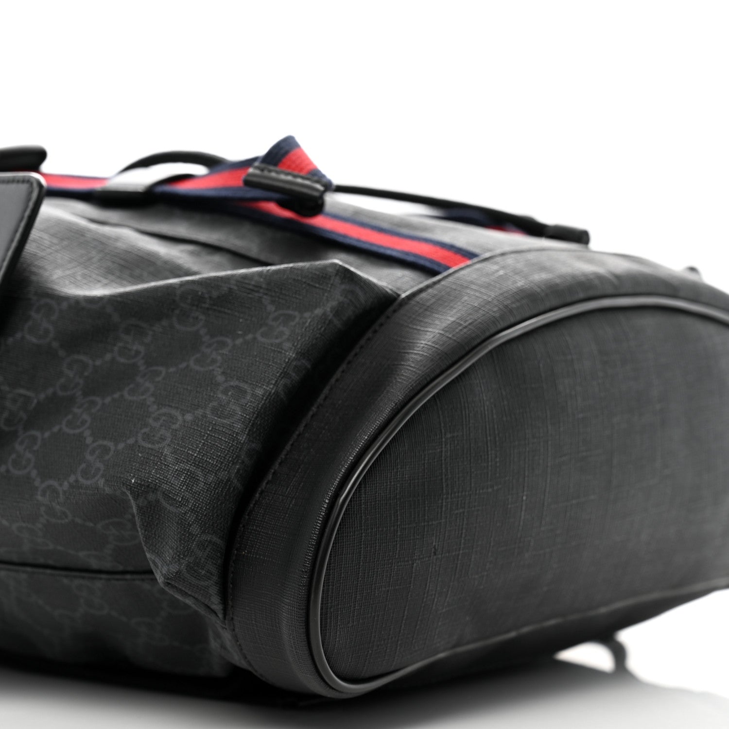 Gucci Soft GG Supreme Monogram Calfskin Web Double Buckle Backpack Black 8 of 14