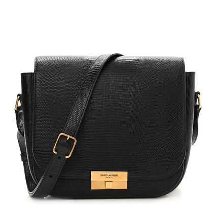 Saint Laurent Lizard Calfskin Embossed Betty Messenger Black 1 of 8