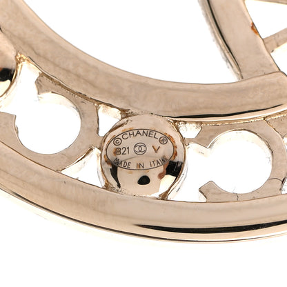 Chanel Crystal Pearl Coco CC Logo Brooch Gold 4 of 5