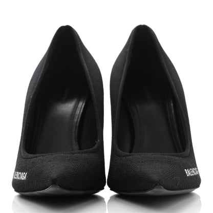 Balenciaga Recycled Knit Logo Knife 80mm Pumps 37 Black White 2 of 9