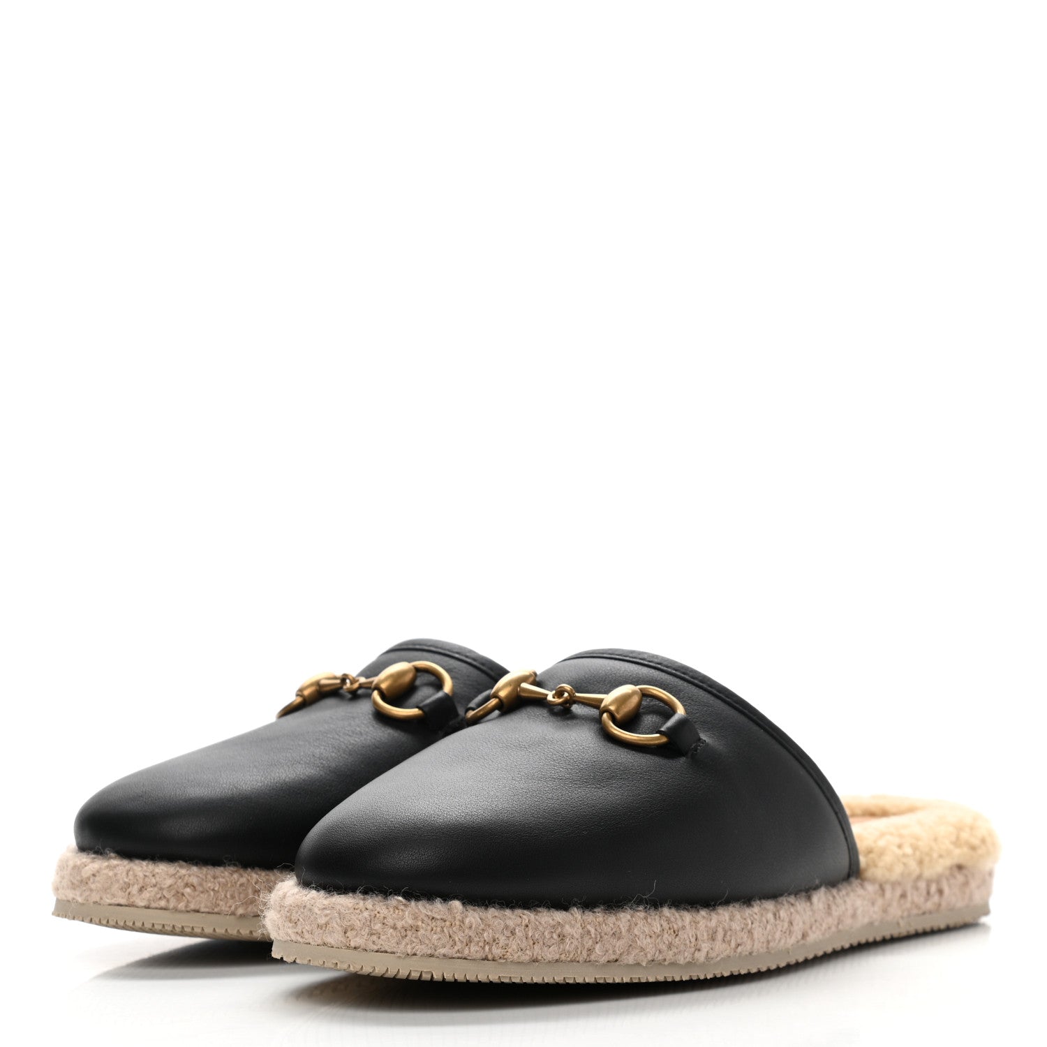 Gucci Nappa Wool Womens Fria Slippers 38 Black Butterscotch 3 of 9