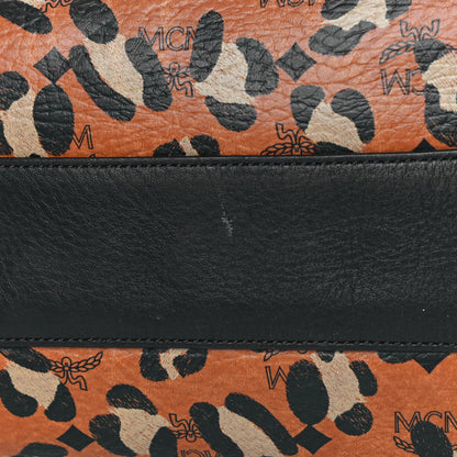 MCM Visetos Leopard Print Large Drawstring Shoulder Bag Cognac 10 of 11