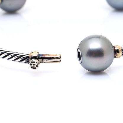 David Yurman Sterling Silver 18K Yellow Gold Pearl Mustique Station Bracelet 4 of 6