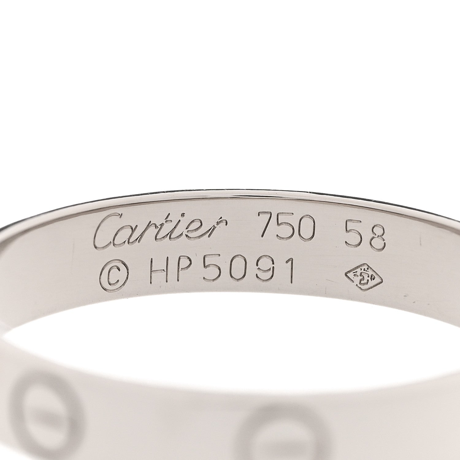 Cartier 18K White Gold 3.6mm LOVE Wedding Band Ring 58 8.5 4 of 5