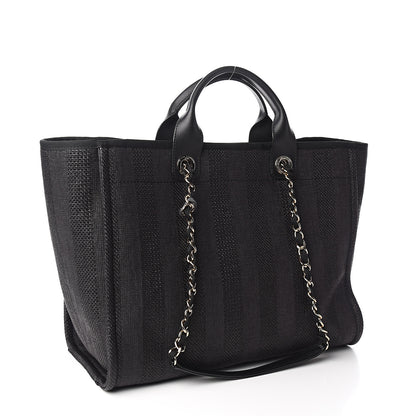 Chanel Mixed Fibers Calfskin Striped Medium Deauville Tote Black 2 of 9