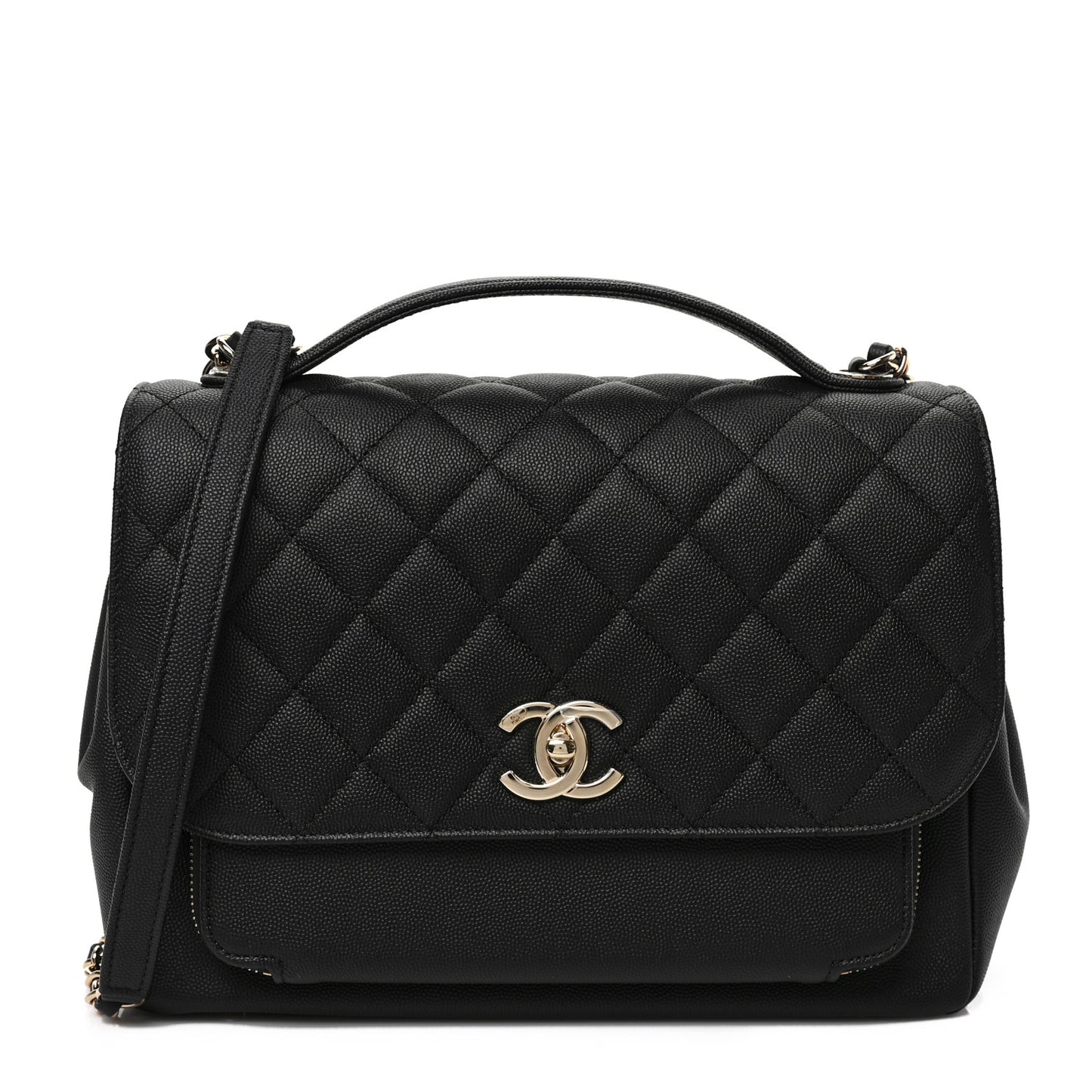 Caviar Quilted Large Business Affinity Flap Black