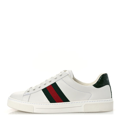 Gucci Calfskin Crocodile Web Womens Ace Sneakers 39.5 White Green 1 of 12