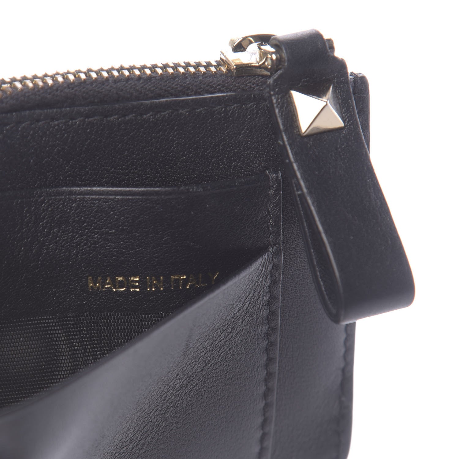 Valentino Garavani Vitello Rockstud Key Coin Case Card Holder Black 8 of 8
