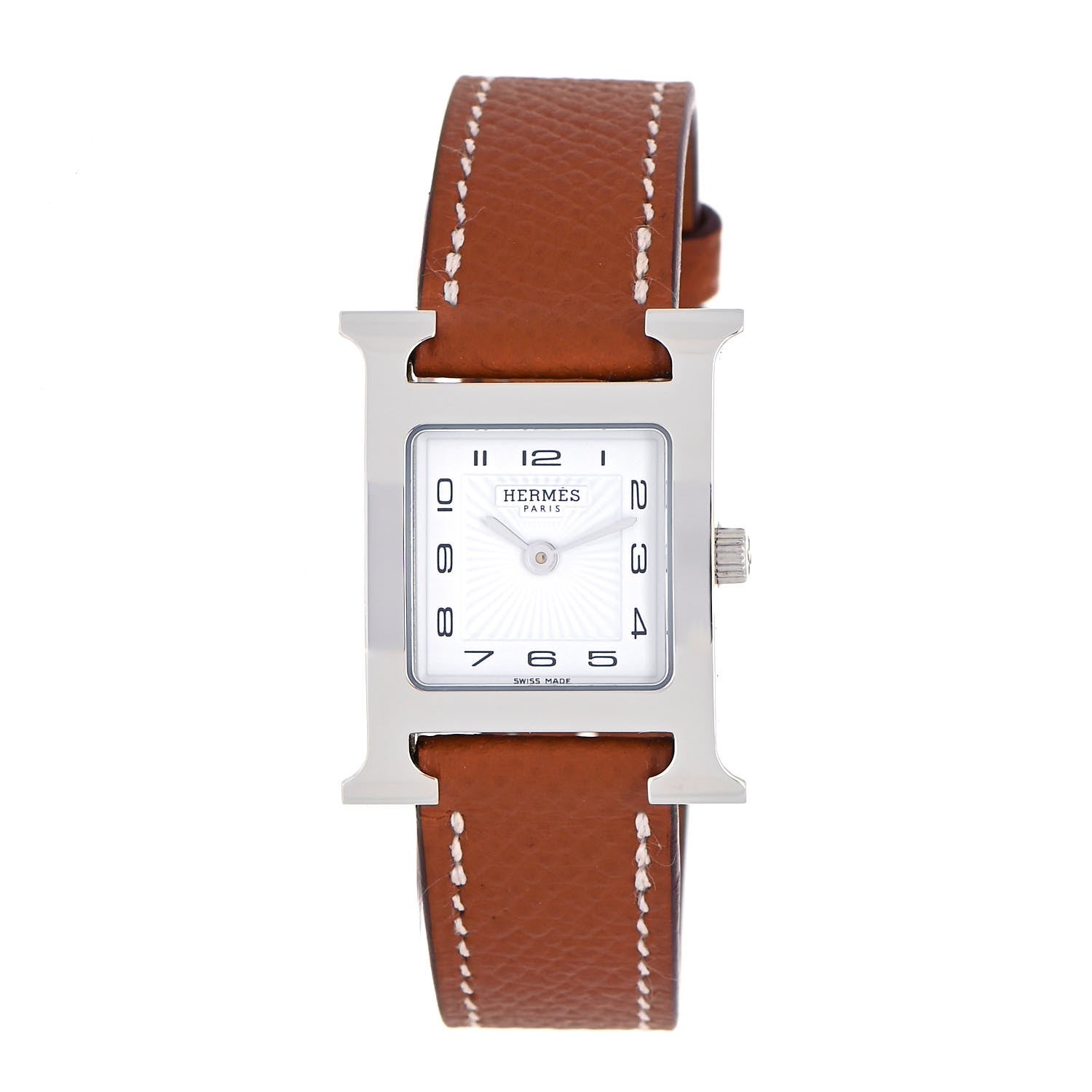 Hermes Stainless Steel Epsom 21mm Heure H Hour Quartz Watch Gold 1 of 5