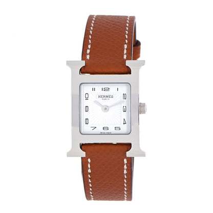 Hermes Stainless Steel Epsom 21mm Heure H Hour Quartz Watch Gold 1 of 5