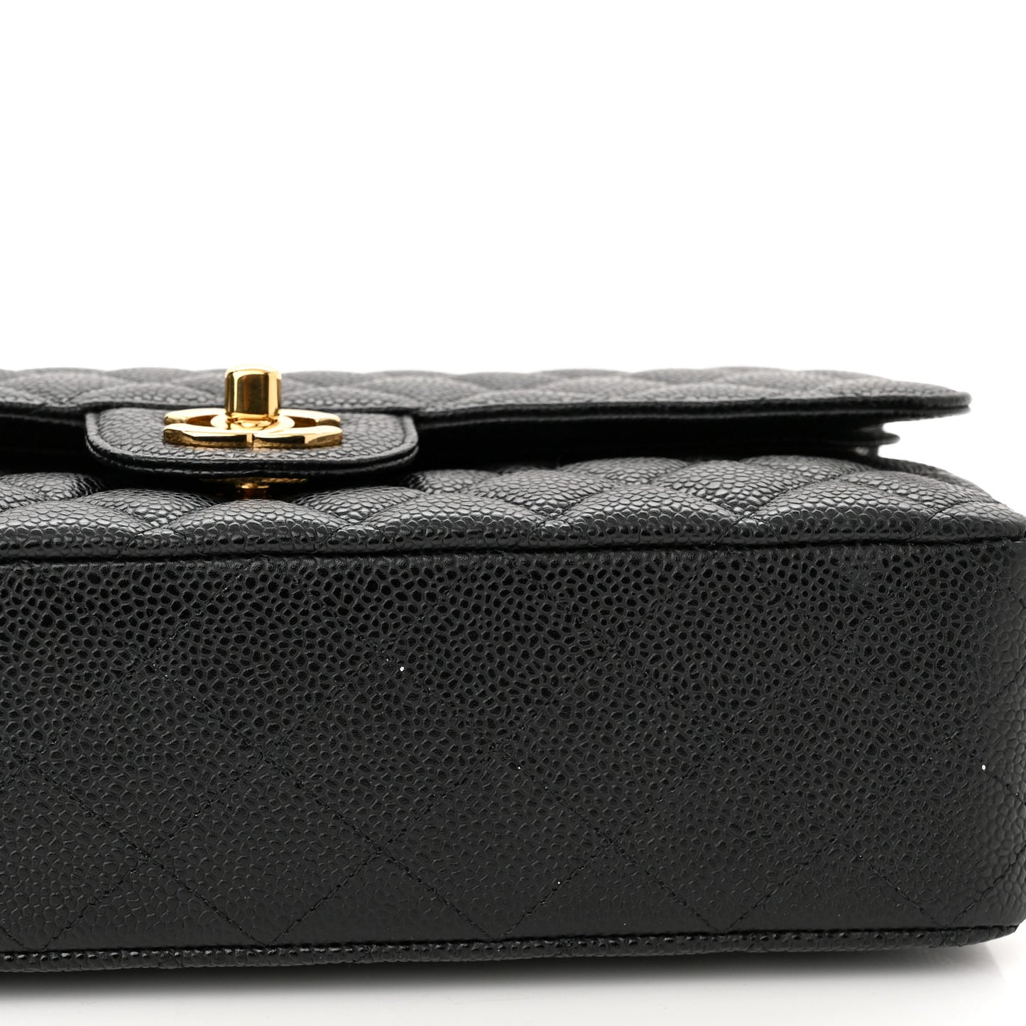 Caviar Quilted Medium Double Flap Black