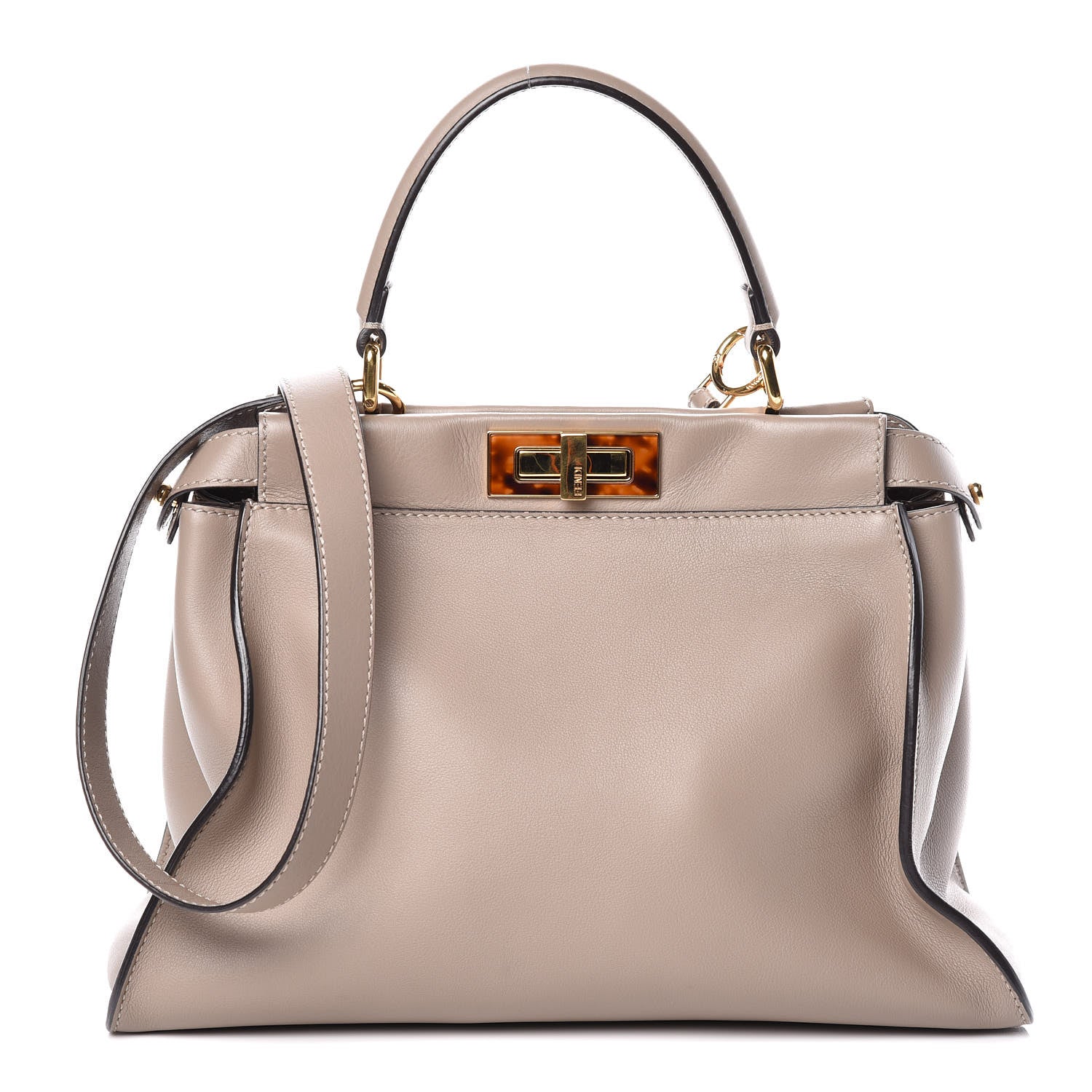 Fendi Vitello Seta Plexiglass Tortoise Medium Peekaboo Iconic Satchel Tortora 1 of 9